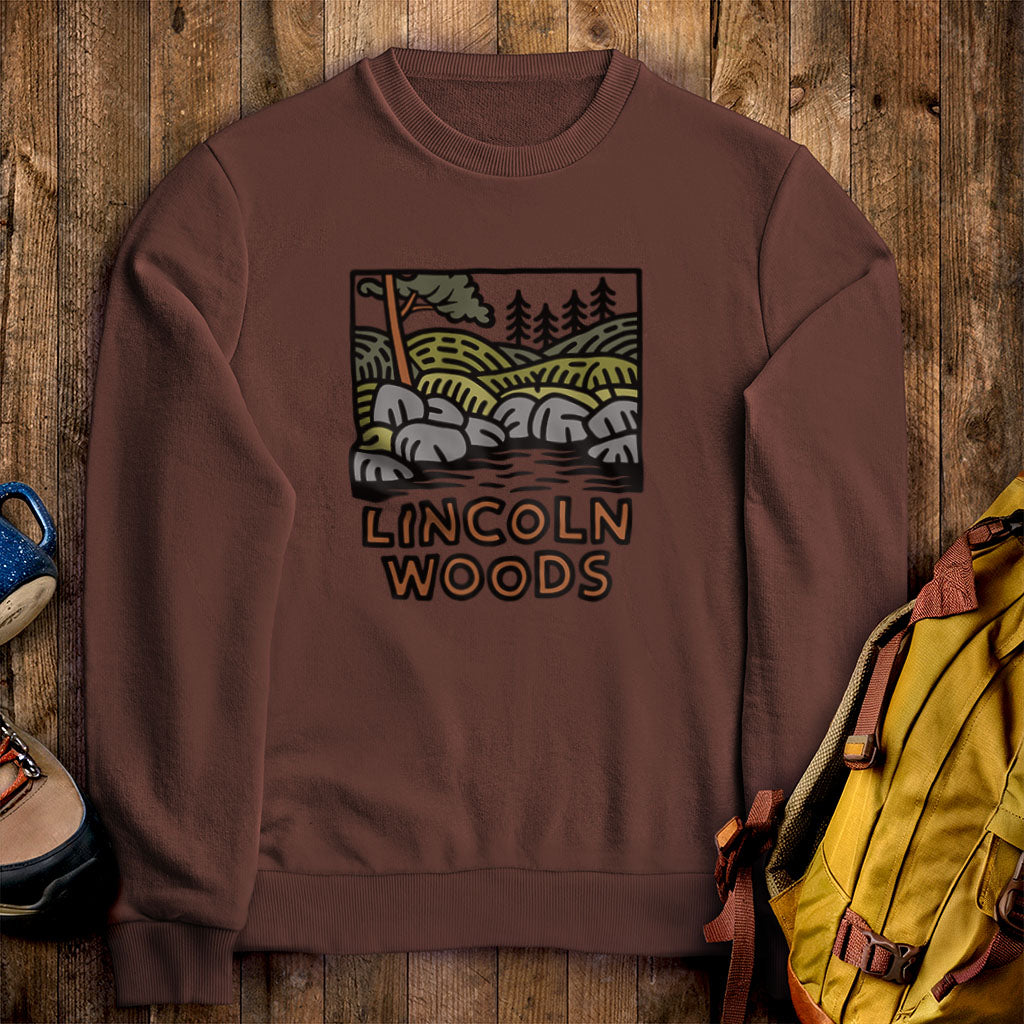 Lincoln Woods Crewneck Sweatshirt Cocoa Adventure and Outdoors Themed Sweatshirt