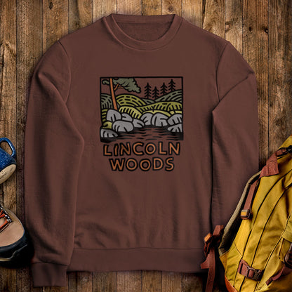 Lincoln Woods Crewneck Sweatshirt Cocoa Adventure and Outdoors Themed Sweatshirt