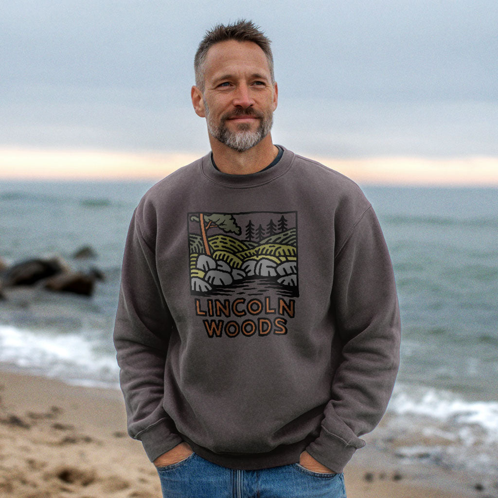 Lincoln Woods Crewneck Sweatshirt Adventure and Outdoors Themed Sweatshirt