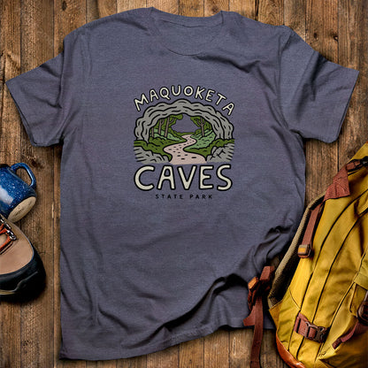 Maquoketa Caves State Park T-Shirt Heather Navy Adventure and Outdoors Themed T-Shirt
