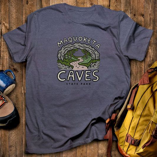 Maquoketa Caves State Park T-Shirt Heather Navy Adventure and Outdoors Themed T-Shirt
