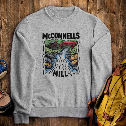 McConnells Mill State Park Crewneck Sweatshirt Sport Grey Adventure and Outdoors Themed Sweatshirt