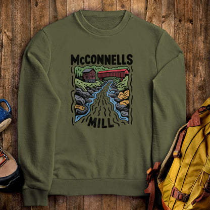 McConnells Mill State Park Crewneck Sweatshirt Military Green Adventure and Outdoors Themed Sweatshirt