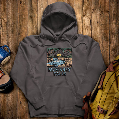 McKinney Falls Hoodie Charcoal Adventure and Outdoors Themed Hoodie