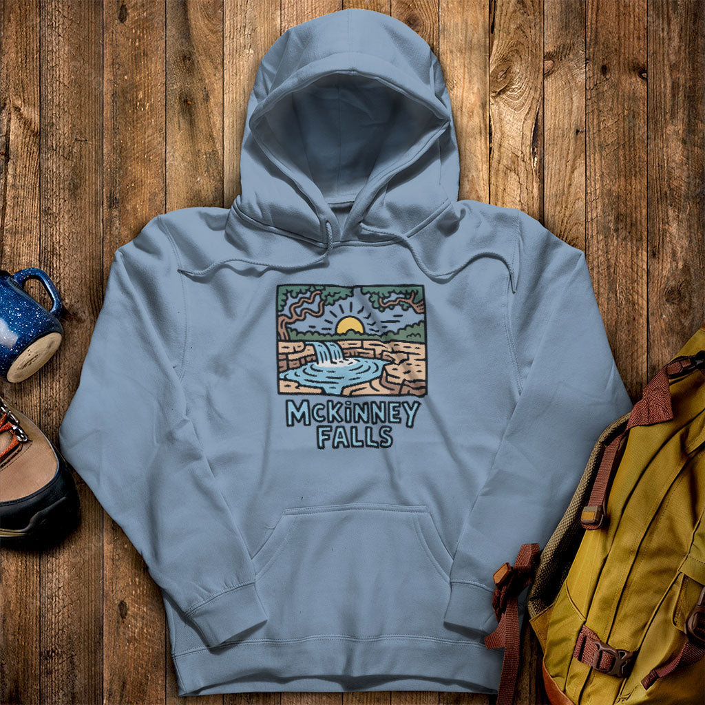 McKinney Falls Hoodie Stone Blue Adventure and Outdoors Themed Hoodie