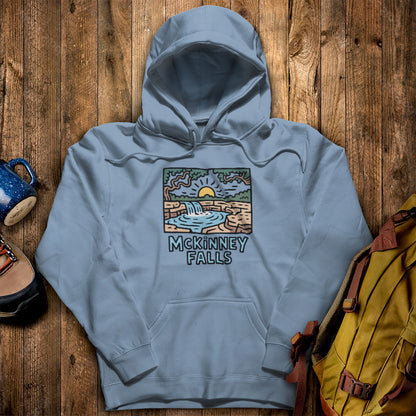 McKinney Falls Hoodie Stone Blue Adventure and Outdoors Themed Hoodie