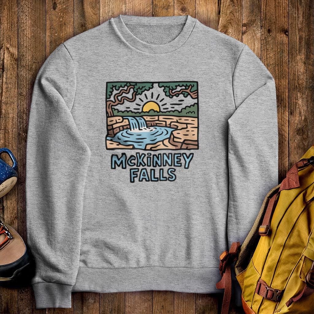 McKinney Falls Crewneck Sweatshirt Adventure and Outdoors Themed Sweatshirt
