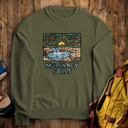 McKinney Falls Crewneck Sweatshirt Adventure and Outdoors Themed Sweatshirt