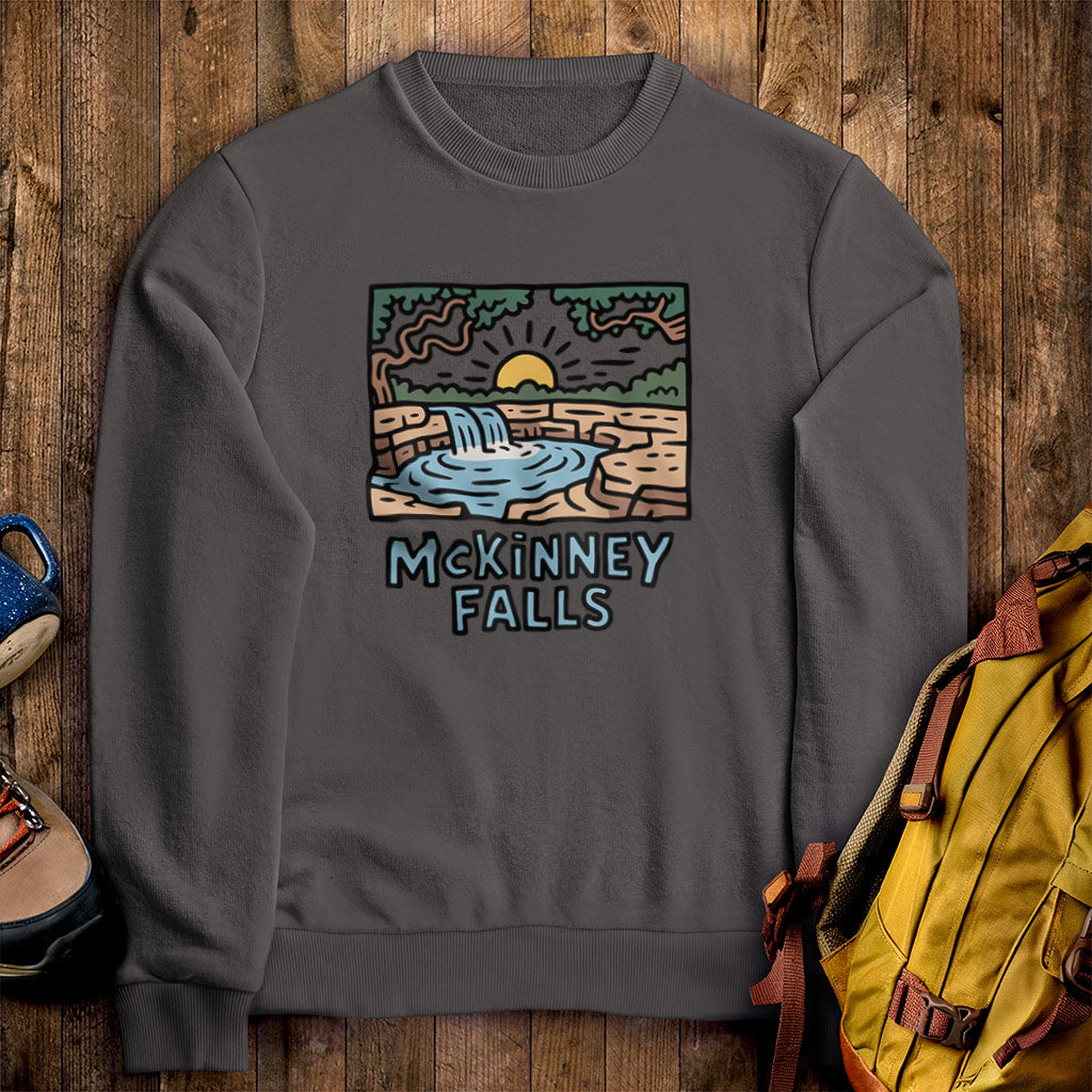 McKinney Falls Crewneck Sweatshirt Adventure and Outdoors Themed Sweatshirt