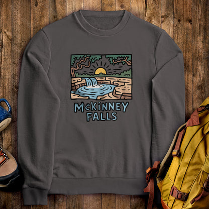 McKinney Falls Crewneck Sweatshirt Adventure and Outdoors Themed Sweatshirt