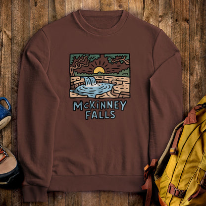 McKinney Falls Crewneck Sweatshirt Adventure and Outdoors Themed Sweatshirt