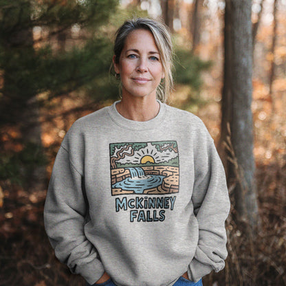 McKinney Falls Crewneck Sweatshirt Adventure and Outdoors Themed Sweatshirt