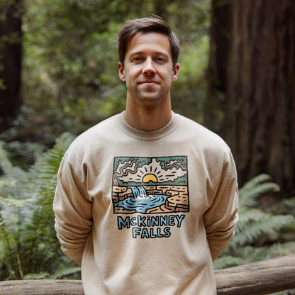 McKinney Falls Crewneck Sweatshirt Adventure and Outdoors Themed Sweatshirt