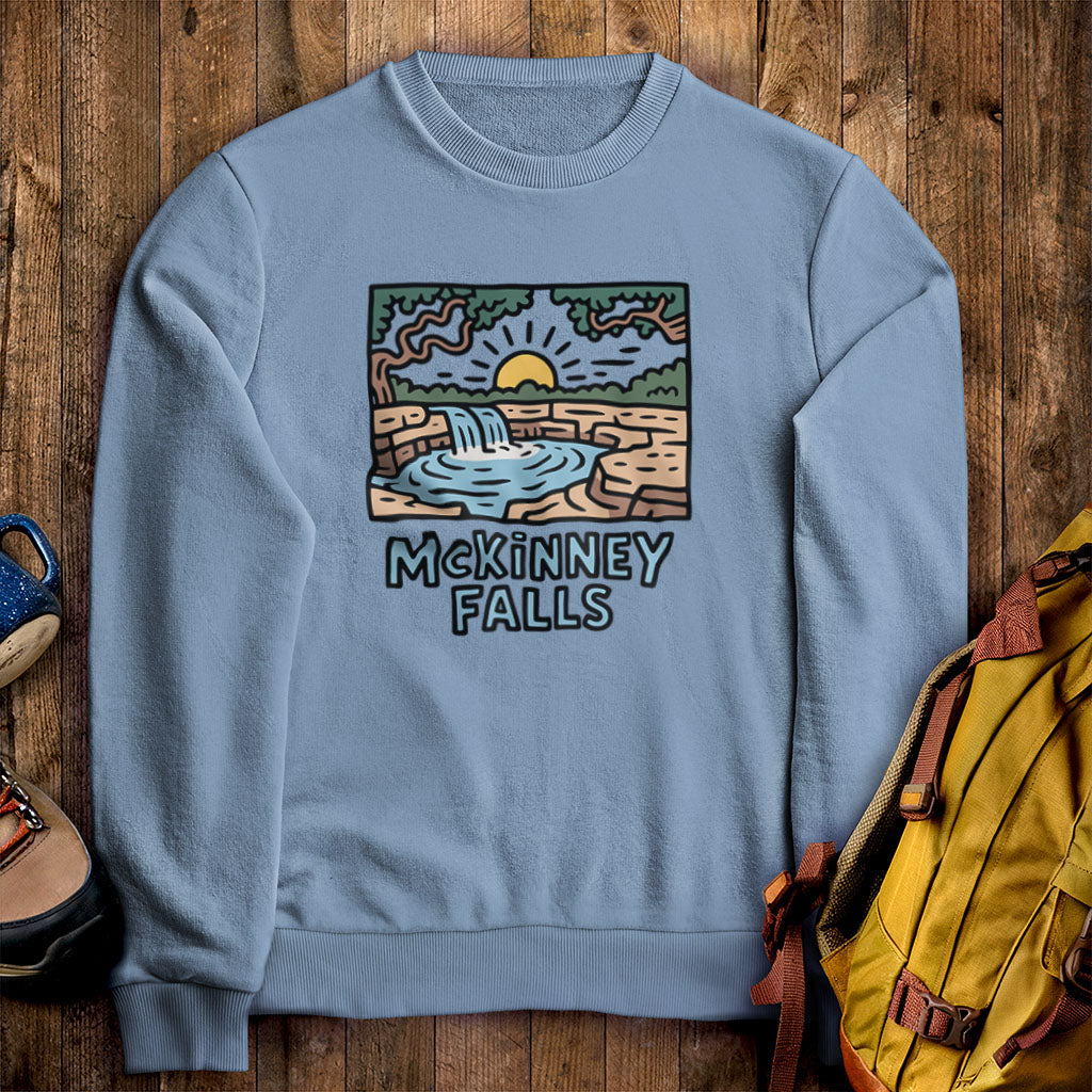 McKinney Falls Crewneck Sweatshirt Adventure and Outdoors Themed Sweatshirt