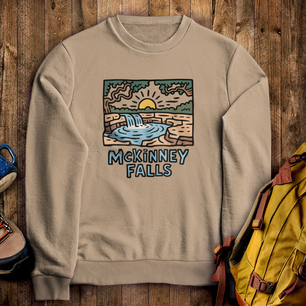McKinney Falls Crewneck Sweatshirt Adventure and Outdoors Themed Sweatshirt
