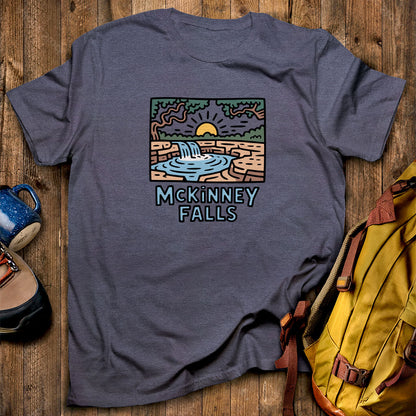 McKinney Falls T-Shirt Heather Navy Adventure and Outdoors Themed T-Shirt