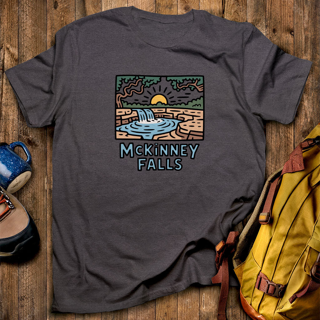 McKinney Falls T-Shirt Dark Heather Adventure and Outdoors Themed T-Shirt