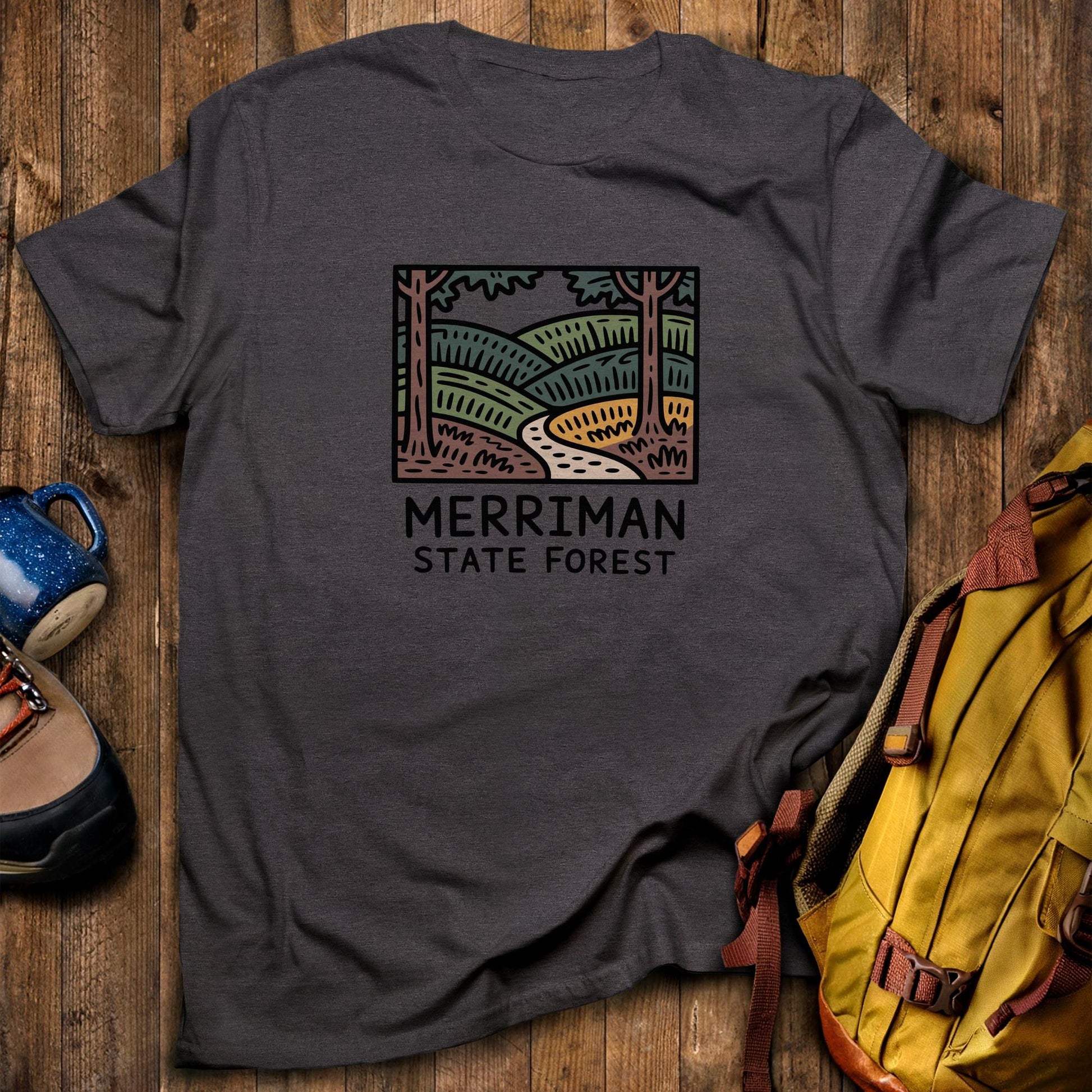 Merriman State Forest T-Shirt Dark Heather Adventure and Outdoors Themed T-Shirt