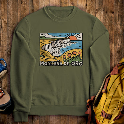 Montana de Oro State Park Crewneck Sweatshirt Military Green Adventure and Outdoors Themed Sweatshirt