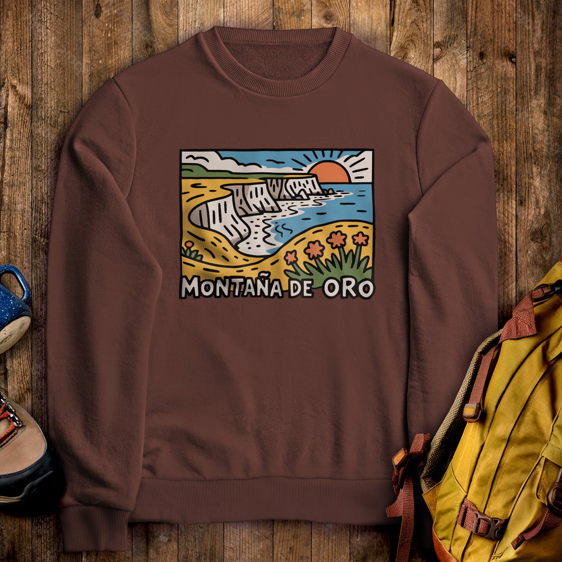 Montana de Oro State Park Crewneck Sweatshirt Cocoa Adventure and Outdoors Themed Sweatshirt