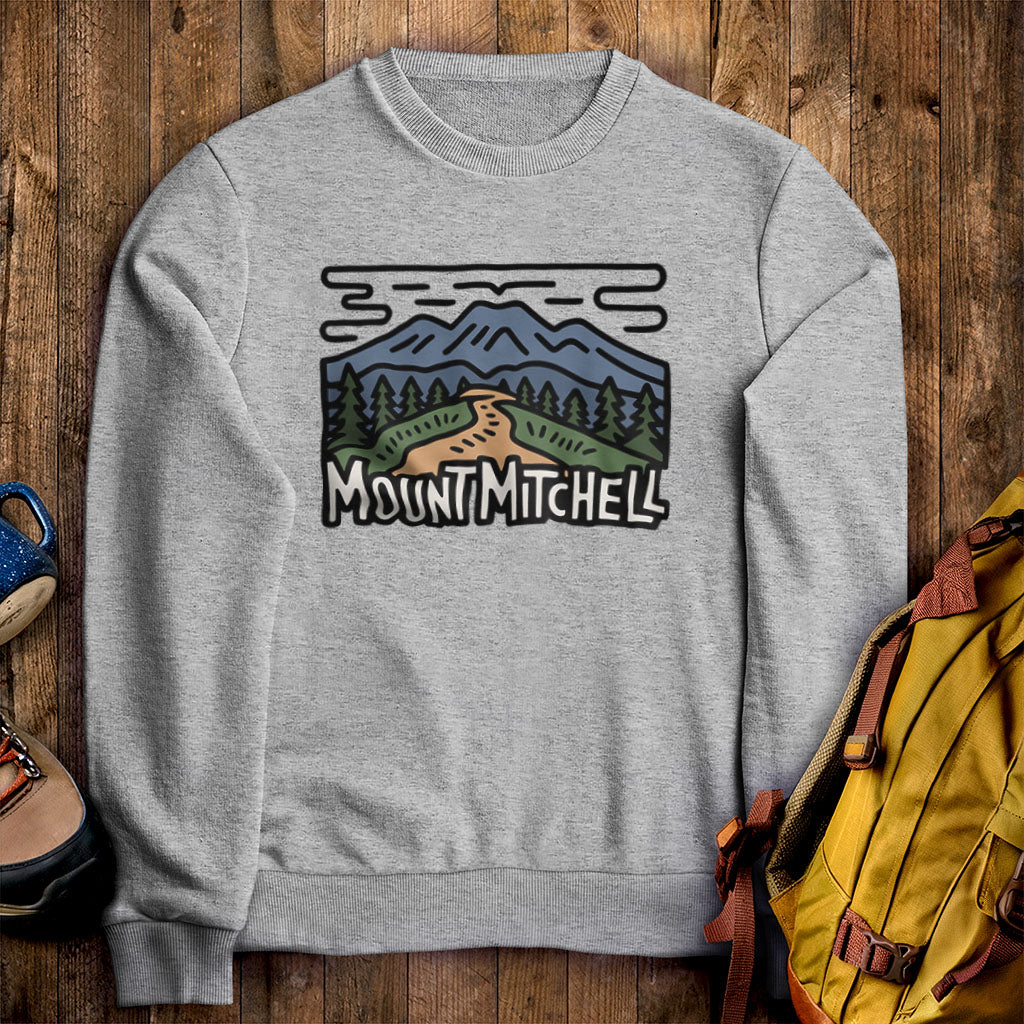 Mount Mitchell Crewneck Sweatshirt Sport Grey Adventure and Outdoors Themed Sweatshirt
