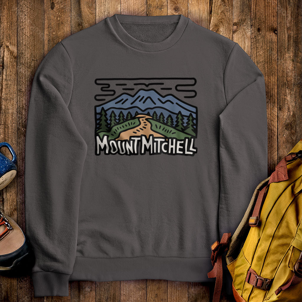 Mount Mitchell Crewneck Sweatshirt Charcoal Adventure and Outdoors Themed Sweatshirt