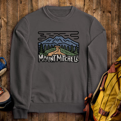 Mount Mitchell Crewneck Sweatshirt Charcoal Adventure and Outdoors Themed Sweatshirt