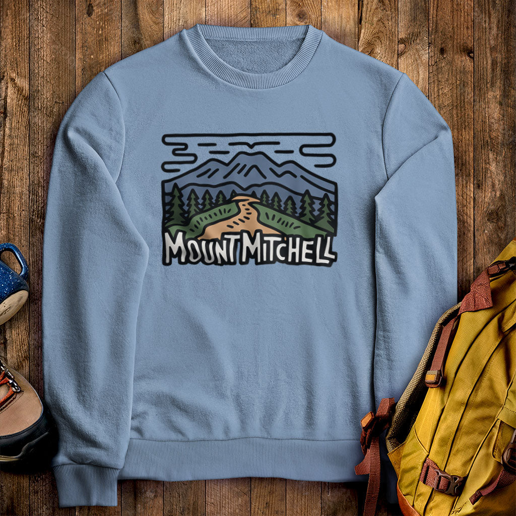 Mount Mitchell Crewneck Sweatshirt Stone Blue Adventure and Outdoors Themed Sweatshirt