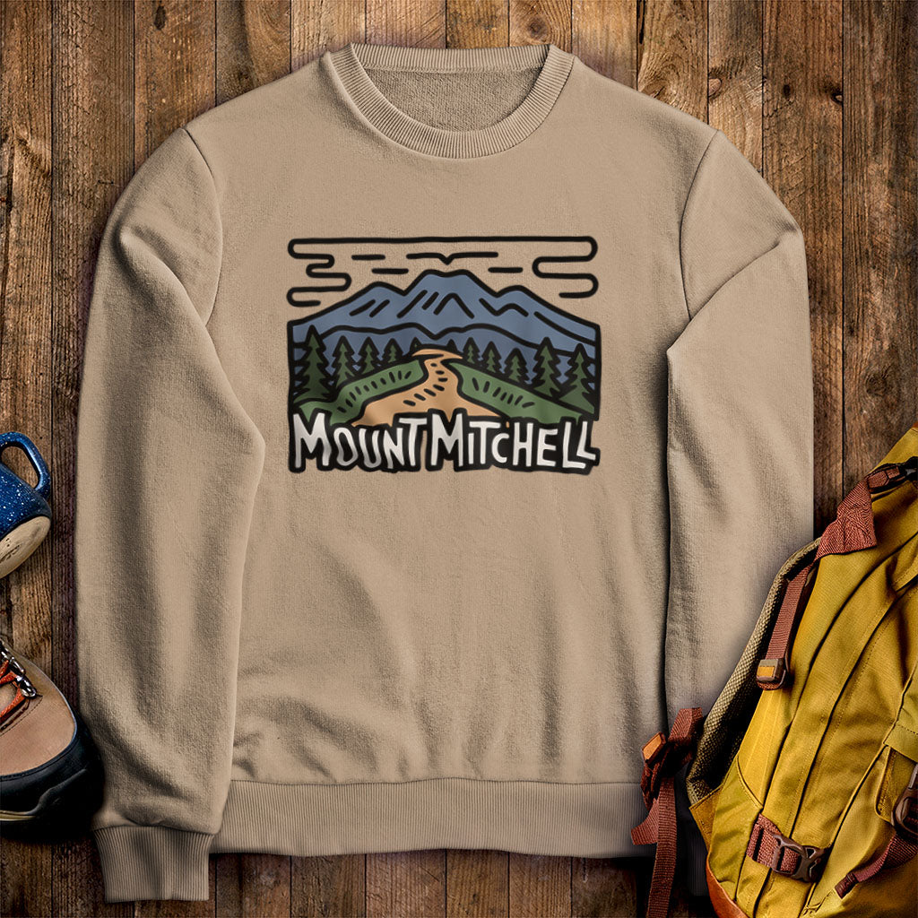 Mount Mitchell Crewneck Sweatshirt Sand Adventure and Outdoors Themed Sweatshirt
