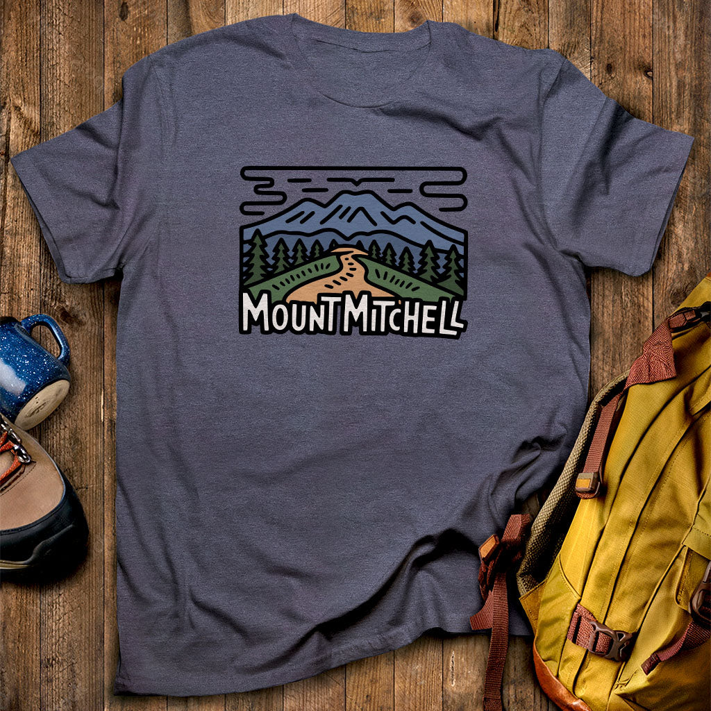 Mount Mitchell T-Shirt Heather Navy Adventure and Outdoors Themed T-Shirt