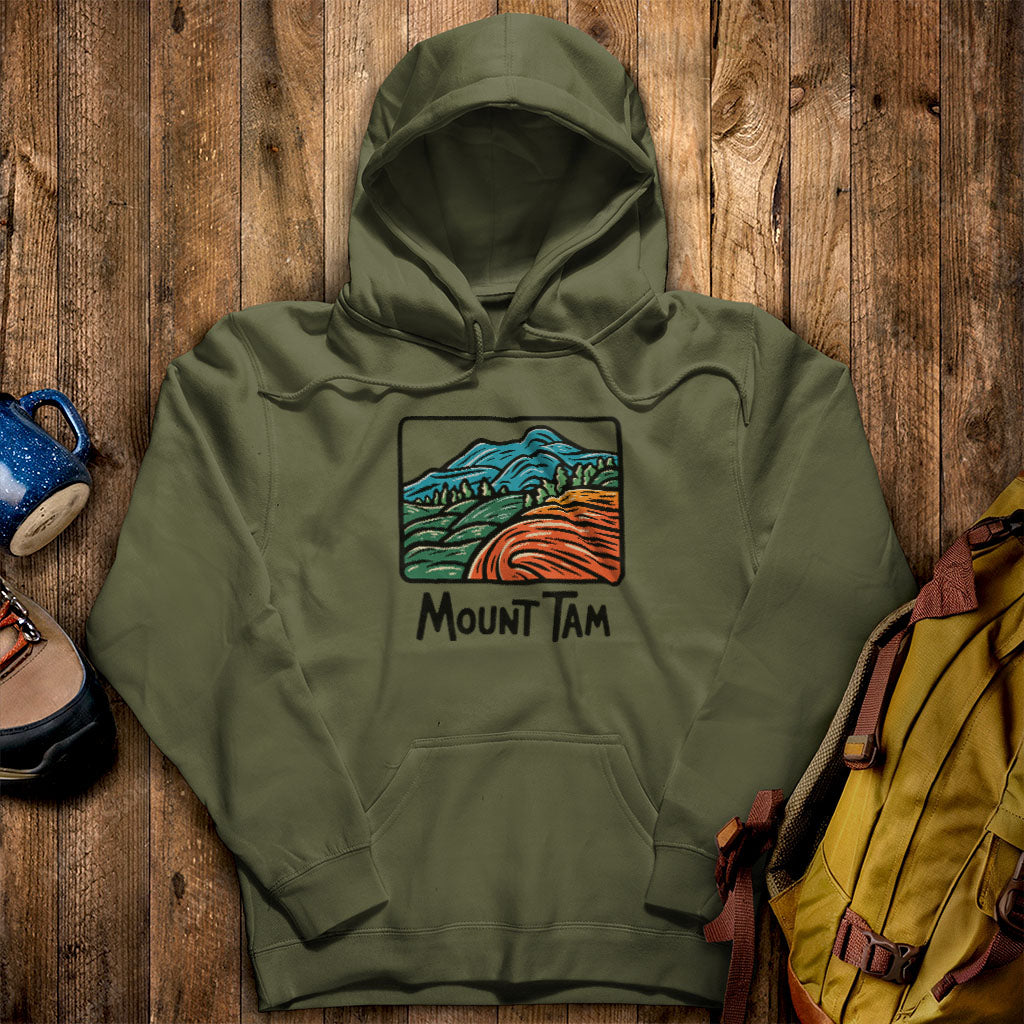 Mount Tamalpais Hoodie Military Green Adventure and Outdoors Themed Hoodie