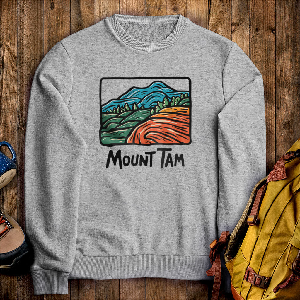 Mount Tamalpais Crewneck Sweatshirt Sport Grey Adventure and Outdoors Themed Sweatshirt