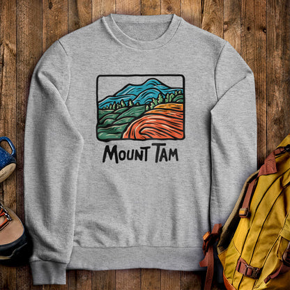 Mount Tamalpais Crewneck Sweatshirt Sport Grey Adventure and Outdoors Themed Sweatshirt
