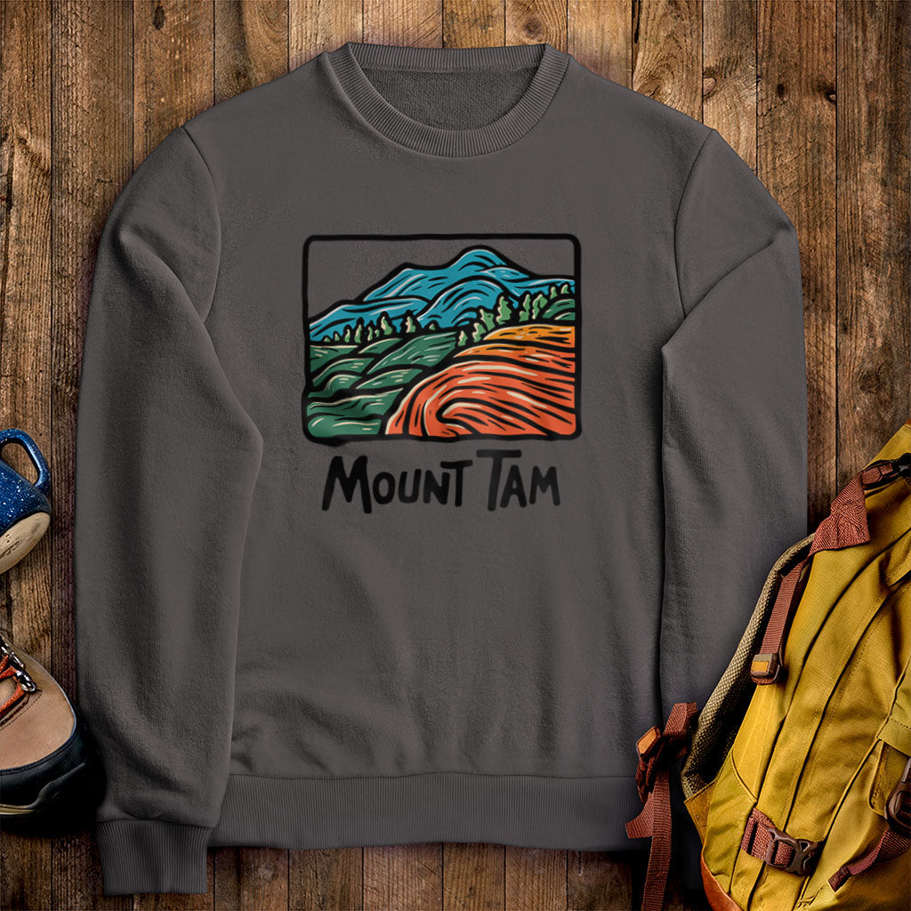 Mount Tamalpais Crewneck Sweatshirt Charcoal Adventure and Outdoors Themed Sweatshirt