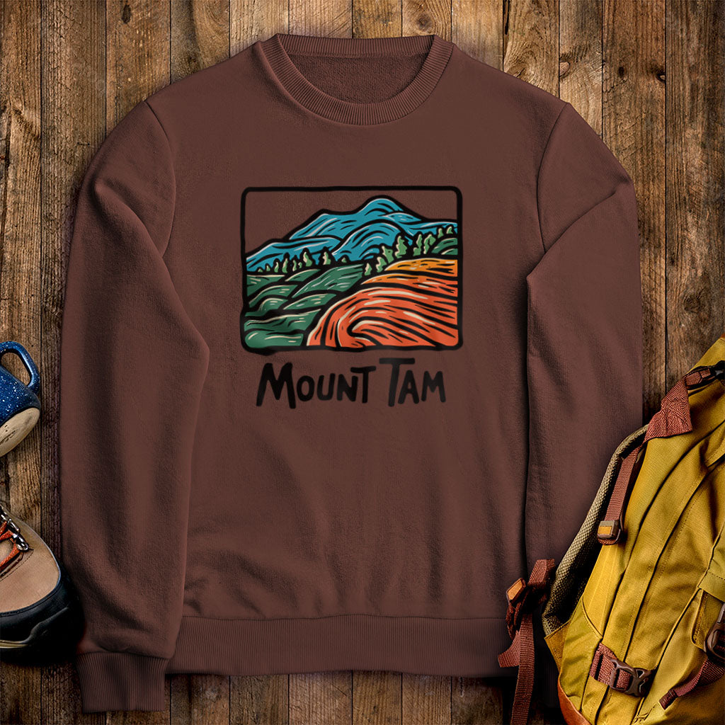 Mount Tamalpais Crewneck Sweatshirt Cocoa Adventure and Outdoors Themed Sweatshirt