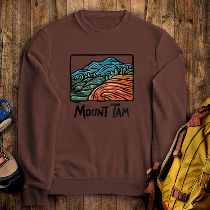 Mount Tamalpais Crewneck Sweatshirt Cocoa Adventure and Outdoors Themed Sweatshirt
