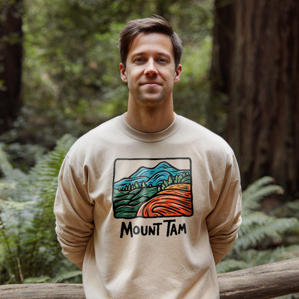 Mount Tamalpais Crewneck Sweatshirt Adventure and Outdoors Themed Sweatshirt