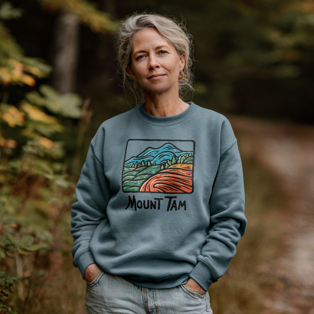 Mount Tamalpais Crewneck Sweatshirt Adventure and Outdoors Themed Sweatshirt