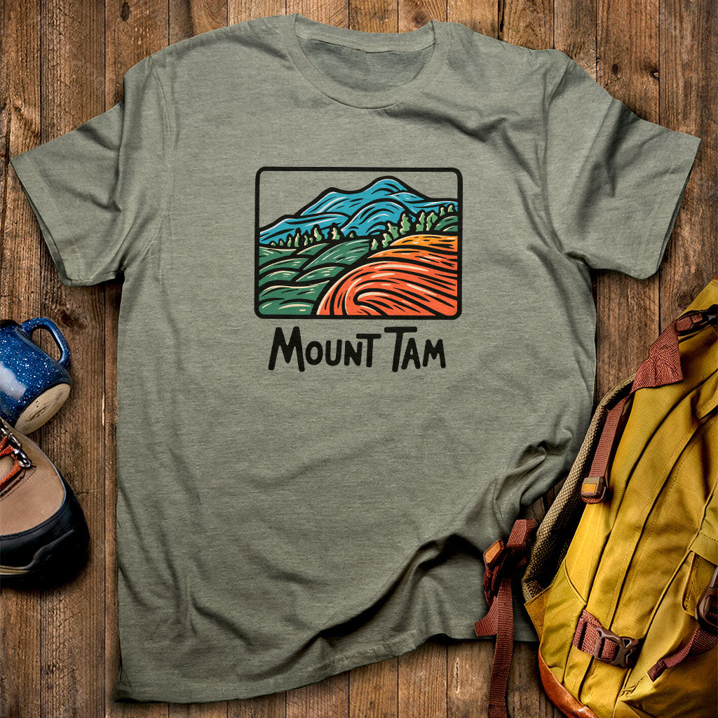 Mount Tamalpais T-Shirt Heather Military Green Adventure and Outdoors Themed T-Shirt