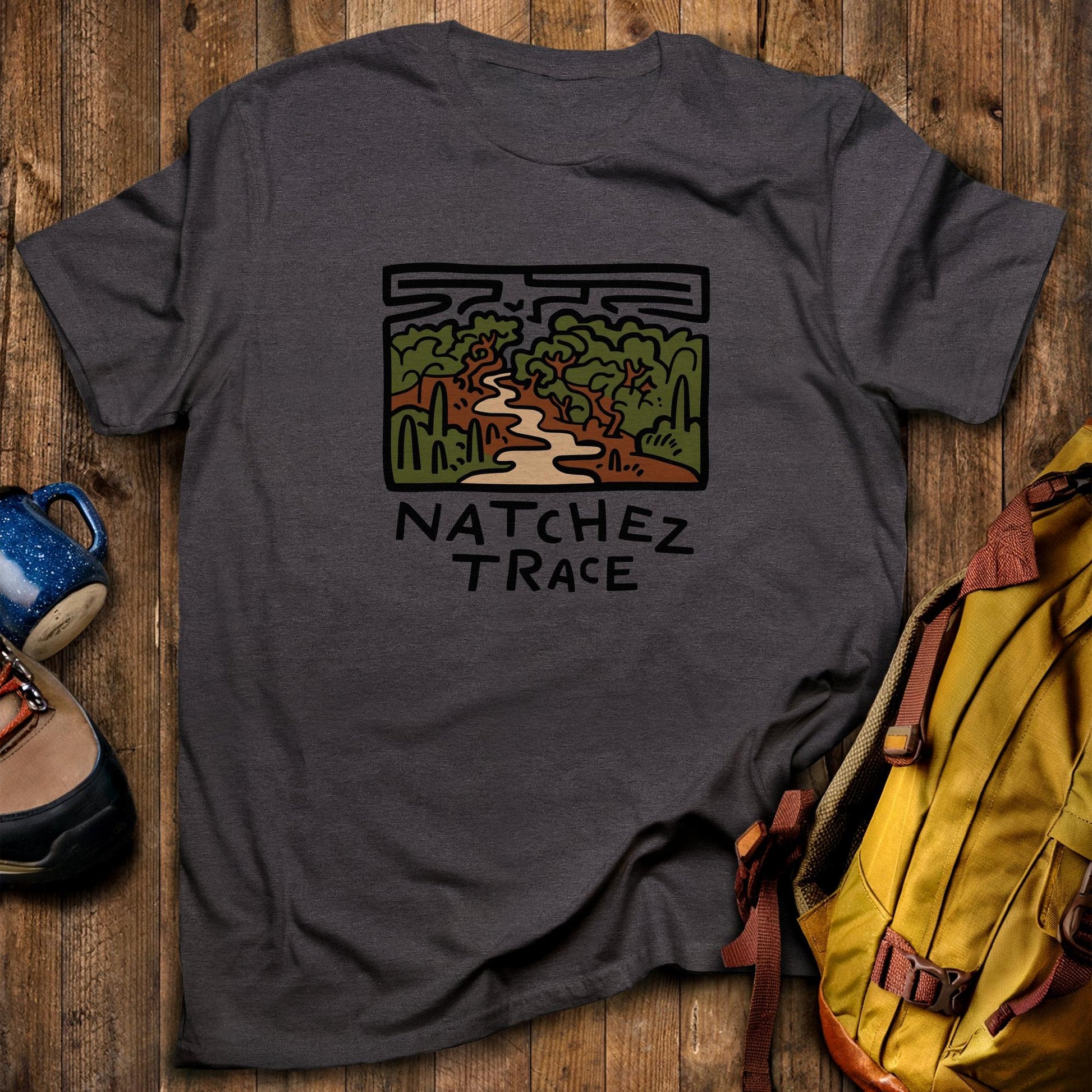 Natchez Trace T-Shirt Dark Heather Adventure and Outdoors Themed T-Shirt