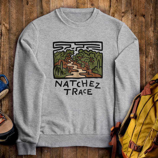 Natchez Trace Crewneck Sweatshirt Sport Grey Adventure and Outdoors Themed Sweatshirt