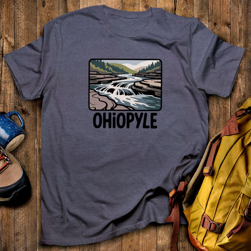Ohiopyle State Park T-Shirt Heather Navy Adventure and Outdoors Themed T-Shirt