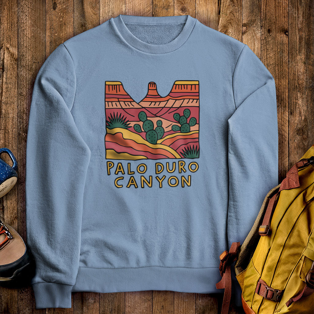 Palo Duro Canyon Crewneck Sweatshirt Stone Blue Adventure and Outdoors Themed Sweatshirt