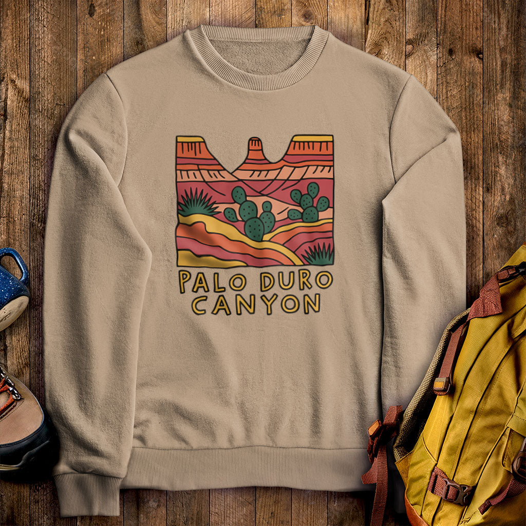 Palo Duro Canyon Crewneck Sweatshirt Sand Adventure and Outdoors Themed Sweatshirt