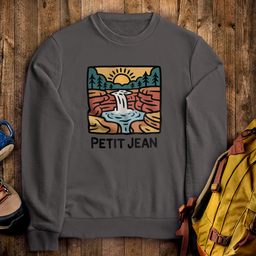 Petit Jean State Park Crewneck Sweatshirt Charcoal Adventure and Outdoors Themed Sweatshirt