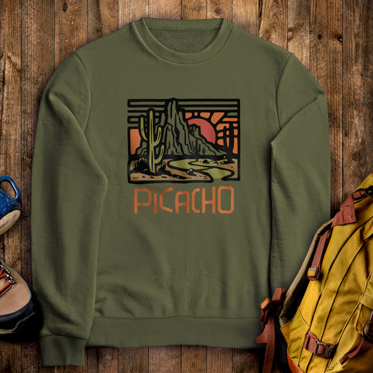 Picacho Peak State Park Crewneck Sweatshirt Military Green Adventure and Outdoors Themed Sweatshirt