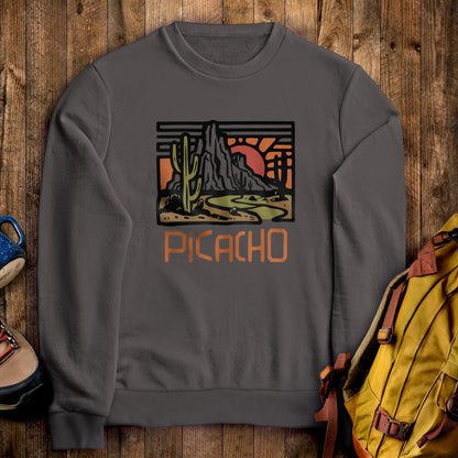 Picacho Peak State Park Crewneck Sweatshirt Charcoal Adventure and Outdoors Themed Sweatshirt