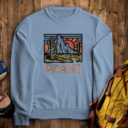 Picacho Peak State Park Crewneck Sweatshirt Stone Blue Adventure and Outdoors Themed Sweatshirt