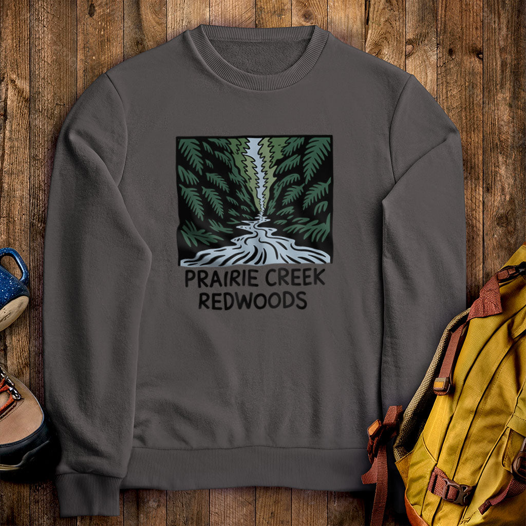 Prairie Creek Redwoods State Park Crewneck Sweatshirt Charcoal Adventure and Outdoors Themed Sweatshirt