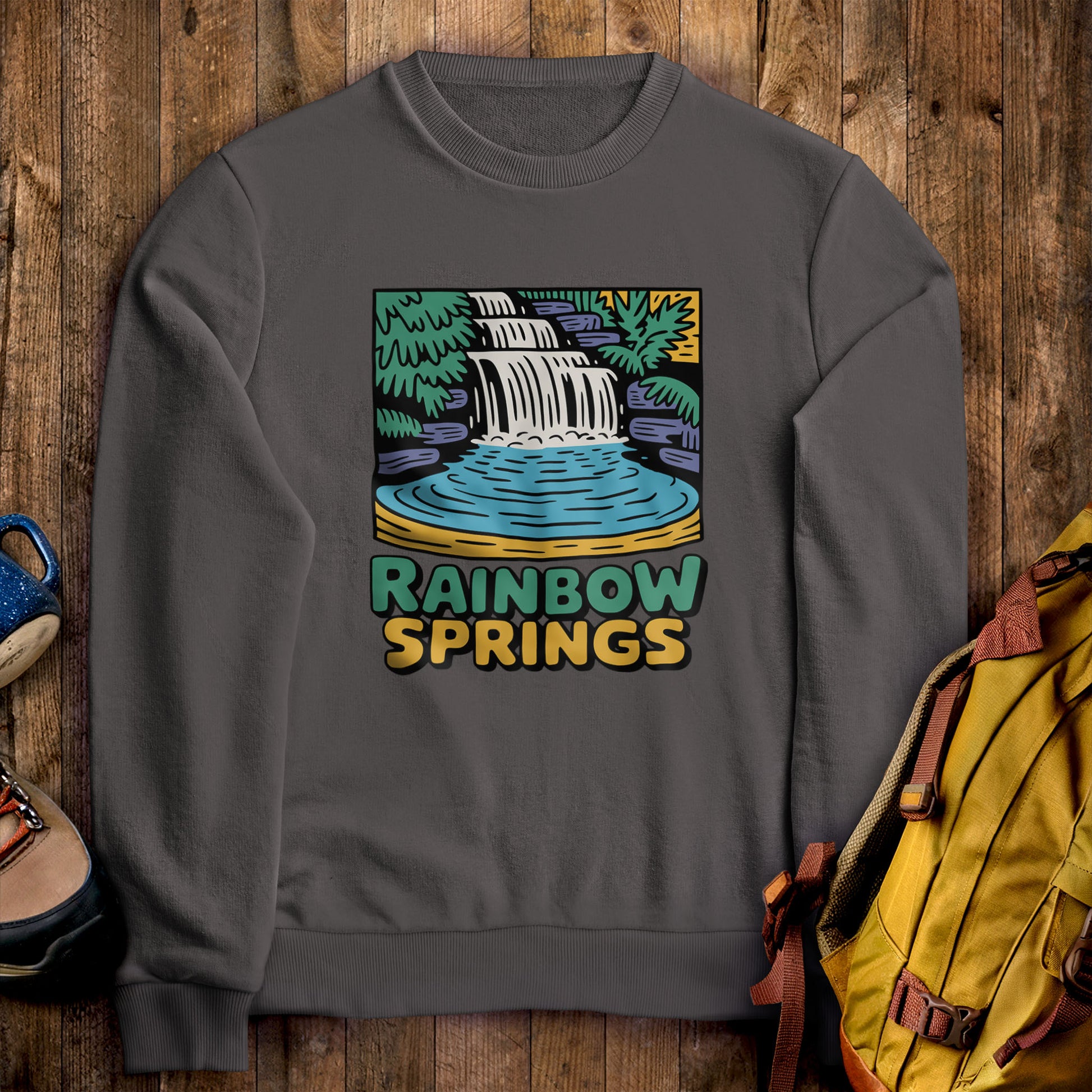 Rainbow Springs State Park Crewneck Sweatshirt Charcoal Adventure and Outdoors Themed Sweatshirt